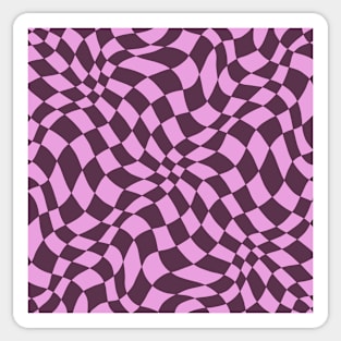 Dark Purple and Pink Distorted Warped Checkerboard Pattern II Sticker